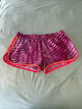 Under Armour HeatGear Pink Patterned Athletic Shorts with Neon Trim